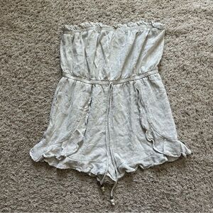 Allie Rose Women’s Size Large Cream Linen Blend Romper Oatmeal Color